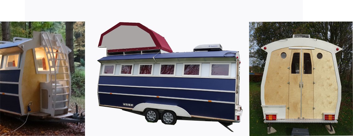 Slaapgedeelte voor op een zelf gemaakte caravan